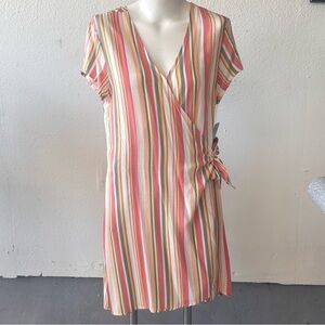 Hurley Multicolor Striped Wrap Mini Dress